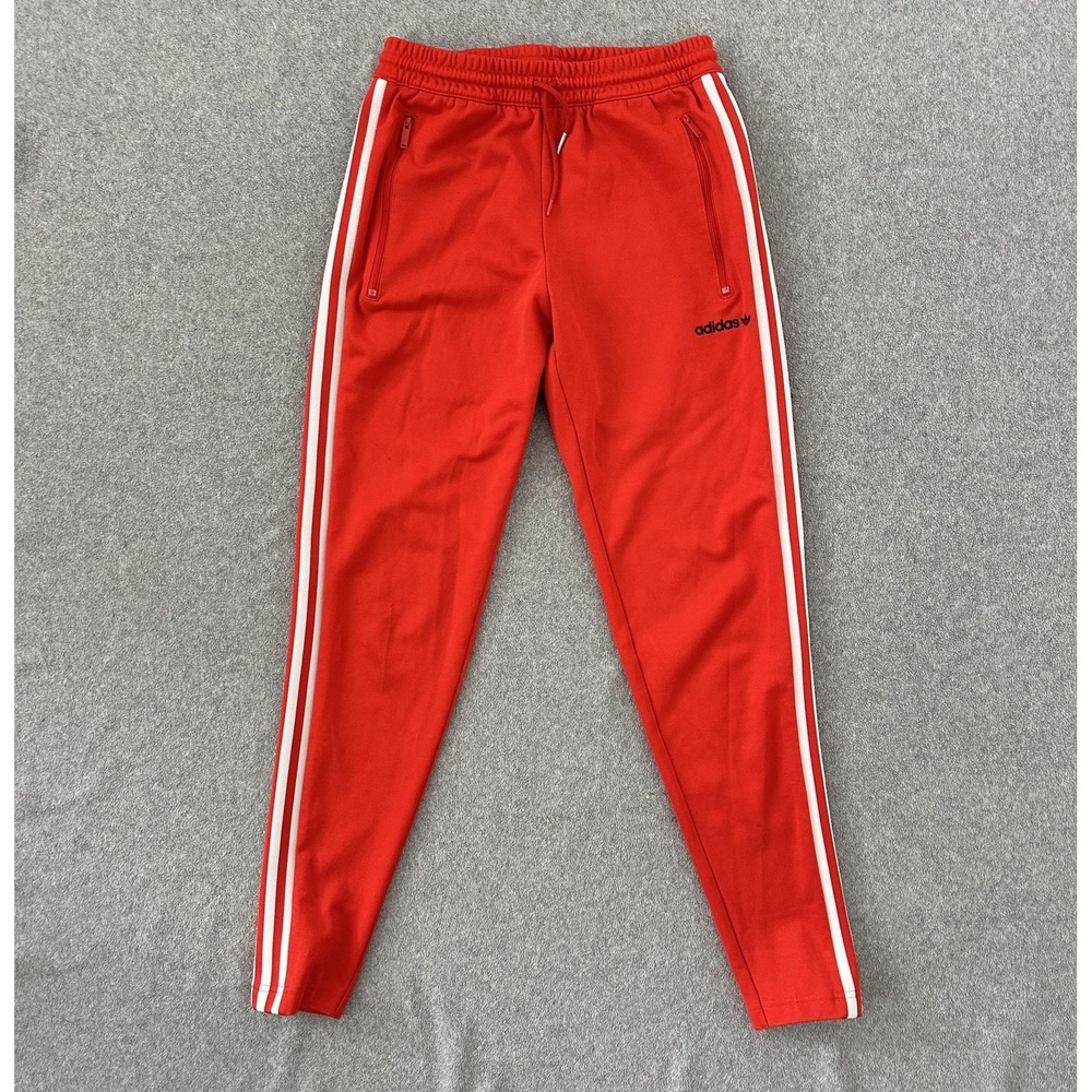 Adidas Track Pants Mens Small Red 3 Stripe Originals Tapered Joggers‎ BK7867